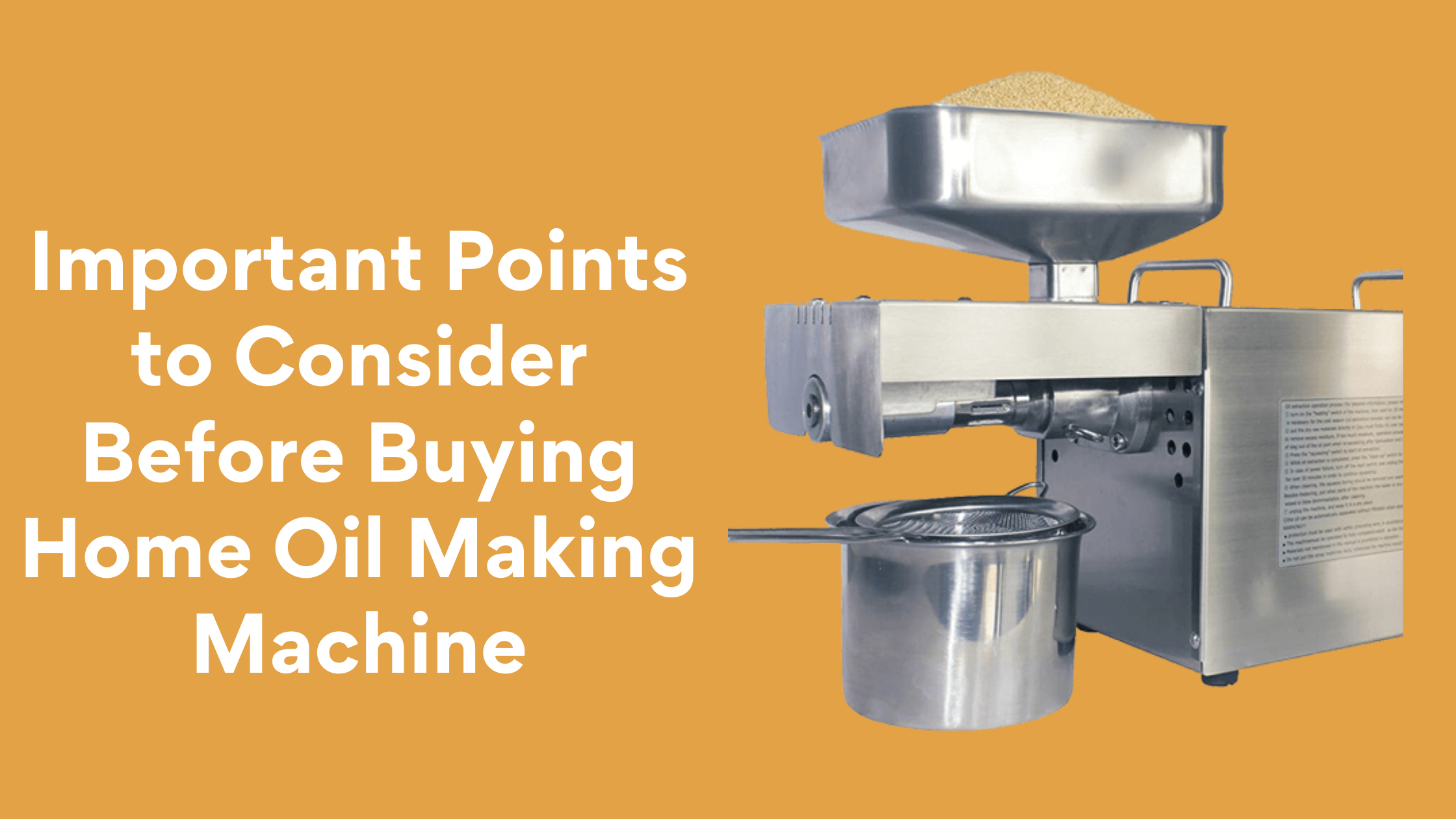 Important Points To Consider Before Buying Home Oil Making Machine_